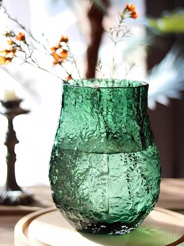 Irregular Shaped Flower Vase 8 inch Thickened Glass Vase for Centerpiece,Dinner Table,Office Desktop,Bathroom,Countertop,Home Christmas Day Decoration,Clear in Saudi Arabia
