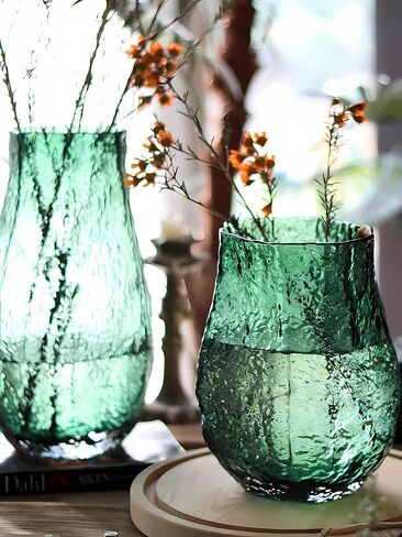 Irregular Shaped Flower Vase 8 inch Thickened Glass Vase for Centerpiece,Dinner Table,Office Desktop,Bathroom,Countertop,Home Christmas Day Decoration,Clear in Saudi Arabia