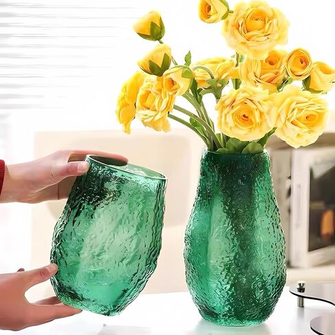 Irregular Shaped Flower Vase 8 inch Thickened Glass Vase for Centerpiece,Dinner Table,Office Desktop,Bathroom,Countertop,Home Christmas Day Decoration,Clear in Saudi Arabia