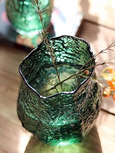 Irregular Shaped Flower Vase 8 inch Thickened Glass Vase for Centerpiece,Dinner Table,Office Desktop,Bathroom,Countertop,Home Christmas Day Decoration,Clear in Saudi Arabia