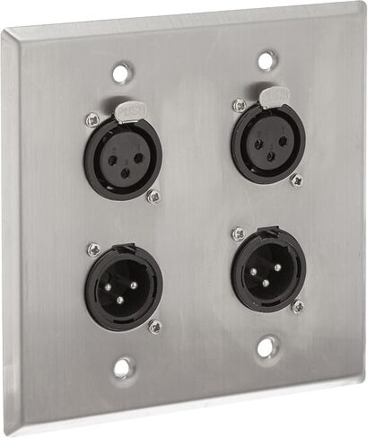 Seismic Audio SA-PLATE36 Stainless Steel Wall Plate 2 Gang with 2 XLR Male and 2 XLR Female Connectors in Saudi Arabia