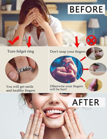 Skull Ring Punk Fidget Ring For Women Men Stainless Steel Thumb Anxiety Ring Vintage Cool Gothic Spinner Band Anti Anxiety Stress Relief Jewelry in Kuwait