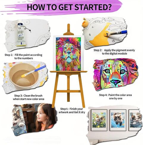 SCYNICCC Paint by Numbers for Adults, 4 Pack Easy Paint by Numbers, 12x16 Inch DIY Oil Painting Kits for Gift&Home Decor(Cute Dogs & Cats) in Saudi Arabia