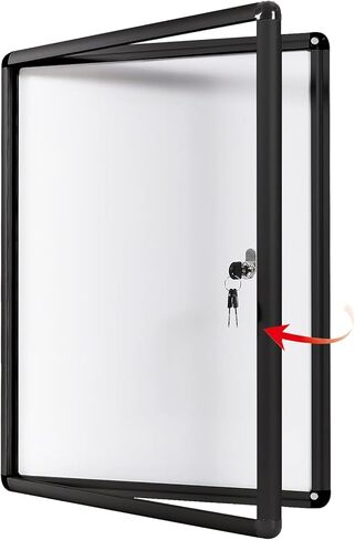Swansea Enclosed Bulletin Board Magnetic Dry Erase Noticeboard Lockable Display Boards White with Aluminium Frame 26x20inch(4xA4) in Saudi Arabia