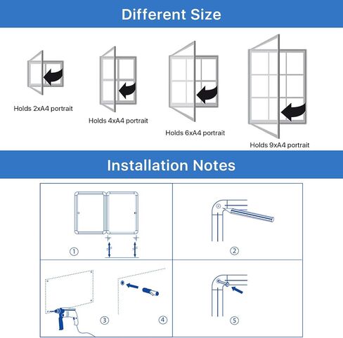 Swansea Enclosed Bulletin Board Magnetic Dry Erase Noticeboard Lockable Display Boards White with Aluminium Frame 26x20inch(4xA4) in Saudi Arabia