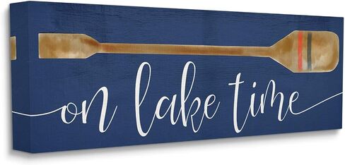 Stupell Industries On Lake Time Phrase Boat Oar over Blue Canvas Wall Art Design by Daphne Polselli in Saudi Arabia