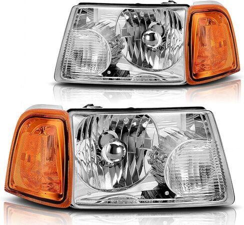 DWVO Headlight Assembly Compatible with 2001-2011 Ford Ranger Headlamp+Corner light Black Housing Clear Lens Amber Reflector in Saudi Arabia