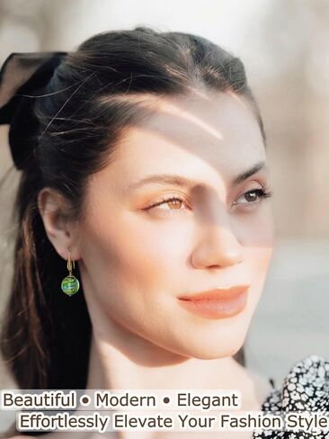Colorful Murano Glass Earrings, Elegant Multicolor (Green Aqua Blue Gold) Murano Jewelry, Drop Dangle Earrings for Women Trendy, 18k Gold Plated (01 Vibrant Green) in Saudi Arabia