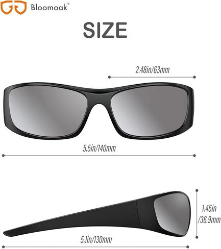 نظارات شمسية مستقطبة سوداء اللون بعدسات داكنة للغاية من بلوموك | نظارات شمسية رياضية للجنسين | الأشعة فوق البنفسجية 400 | القط 4 | لرهاب الضوء in Kuwait