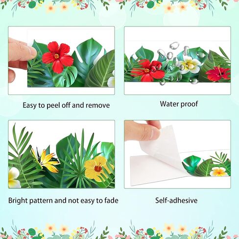 حدود لوحة إعلانات بأوراق استوائية بطول 65.6 قدم، ذاتية اللصق من أوراق النخيل وزهور الكركديه وحواف لوحة إعلانات للعودة إلى المدرسة والفصول الدراسية وديكورات المكاتب المنزلية in Kuwait