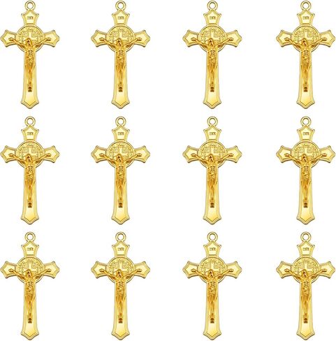 50Pcs Metal Religion Saint Benedict Medal Cross Charm Rosary Centre INRI Crucifix Pendants Beads for DIY Bracelet Necklace Jewelry Making Supplies in Saudi Arabia