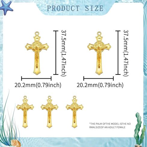 50Pcs Metal Religion Saint Benedict Medal Cross Charm Rosary Centre INRI Crucifix Pendants Beads for DIY Bracelet Necklace Jewelry Making Supplies in Saudi Arabia