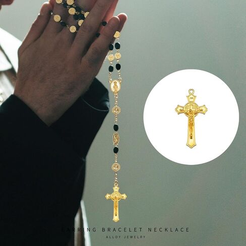 50Pcs Metal Religion Saint Benedict Medal Cross Charm Rosary Centre INRI Crucifix Pendants Beads for DIY Bracelet Necklace Jewelry Making Supplies in Saudi Arabia