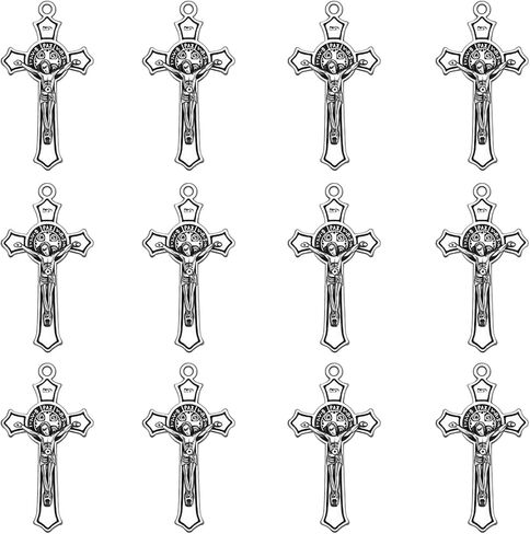 50Pcs Metal Religion Saint Benedict Medal Cross Charm Rosary Centre INRI Crucifix Pendants Beads for DIY Bracelet Necklace Jewelry Making Supplies in Saudi Arabia