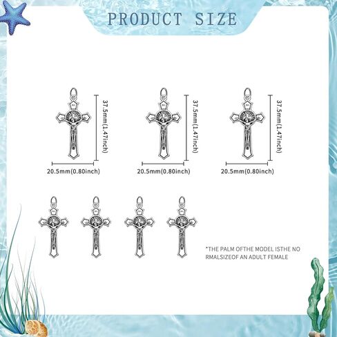50Pcs Metal Religion Saint Benedict Medal Cross Charm Rosary Centre INRI Crucifix Pendants Beads for DIY Bracelet Necklace Jewelry Making Supplies in Saudi Arabia