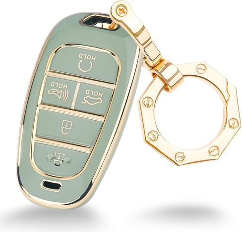 YHC Key Fob Cover for Hyundai with Gold Keychain fit Sonata Santa fe Tucson in Saudi Arabia