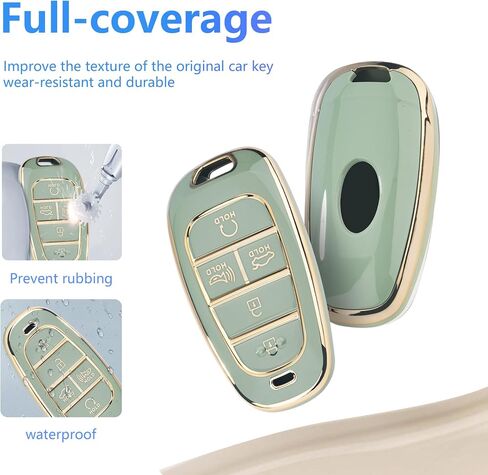 YHC Key Fob Cover for Hyundai with Gold Keychain fit Sonata Santa fe Tucson in Saudi Arabia