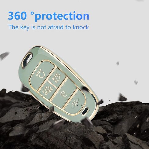 YHC Key Fob Cover for Hyundai with Gold Keychain fit Sonata Santa fe Tucson in Saudi Arabia