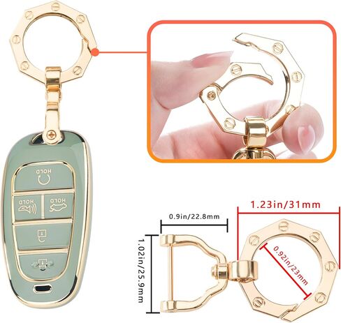 YHC Key Fob Cover for Hyundai with Gold Keychain fit Sonata Santa fe Tucson in Saudi Arabia