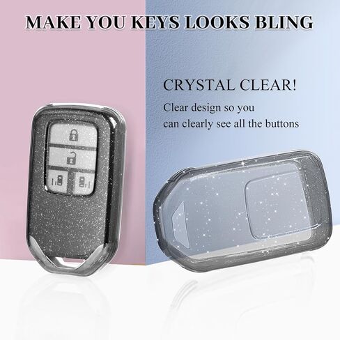 OFFWEGO Key Fob Cover for Honda Accord Civic CRV Pilot Ridgeline Odyssey Soft TPU Key Case Protection for Honda Smart Protector Remote Start Key, Transparent Black in Saudi Arabia