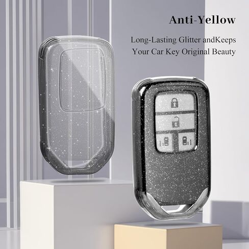 OFFWEGO Key Fob Cover for Honda Accord Civic CRV Pilot Ridgeline Odyssey Soft TPU Key Case Protection for Honda Smart Protector Remote Start Key, Transparent Black in Saudi Arabia