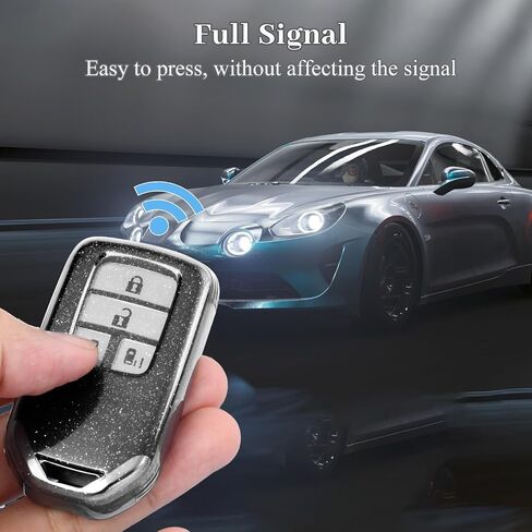 OFFWEGO Key Fob Cover for Honda Accord Civic CRV Pilot Ridgeline Odyssey Soft TPU Key Case Protection for Honda Smart Protector Remote Start Key, Transparent Black in Saudi Arabia