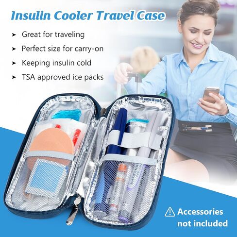 YOUSHARES Insulin Cooler Travel Case with Temperature Display - Refrigerated Medicine Cooler Travel Case Diabetic Travel Case with 2 TSA Approved Ice Pack for Trip and Daily (Green) in Saudi Arabia