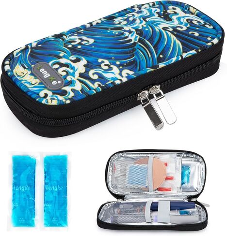 YOUSHARES Insulin Cooler Travel Case with Temperature Display - Refrigerated Medicine Cooler Travel Case Diabetic Travel Case with 2 TSA Approved Ice Pack for Trip and Daily (Green) in Saudi Arabia