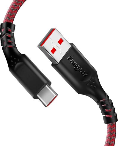 كابل Fasgear Warp Charge 30W لـ Oneplus 8 Pro 8/7 Pro 7T [6ft] كابل شحن USB من النوع C 20W شحن سريع من النايلون المضفر لمزامنة البيانات USB-C سلك متوافق مع One Plus 7 6T 6 5T 5 3T (1.8 متر، أسود) in Kuwait