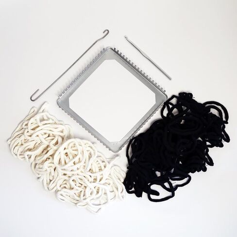 تصميمات هاريسفيل نول ودية للذكرى الخمسين التقليدية، مجموعة نول بوثولدر مقاس 7 بوصات مع حلقات قطنية باللونين الأسود والأبيض تصنع 4 موثرات، وحرف نسجية للأطفال والكبار، مصنوعة في الولايات المتحدة الأمريكية in Kuwait