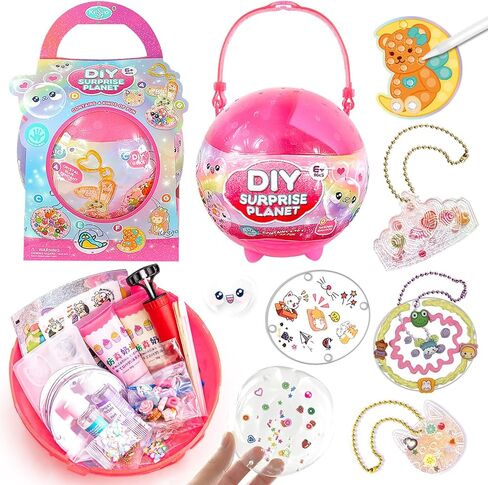 ZILEMOPO DIY Art and Craft Kits for Girls Ages 6-8-10-12, Guka Cream Glue and Diamond Painting Stickers Making Kit for Kids, Nano Tape Bubble Kit Complete Set for Girls 6+ Art Craft Casting (Red) in Kuwait