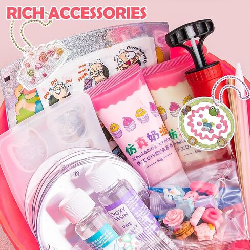 ZILEMOPO DIY Art and Craft Kits for Girls Ages 6-8-10-12, Guka Cream Glue and Diamond Painting Stickers Making Kit for Kids, Nano Tape Bubble Kit Complete Set for Girls 6+ Art Craft Casting (Red) in Kuwait