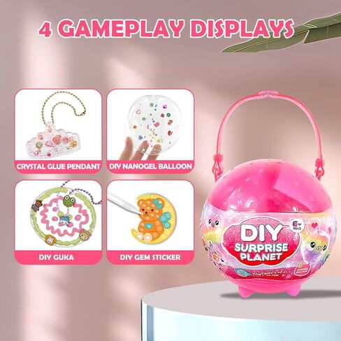 ZILEMOPO DIY Art and Craft Kits for Girls Ages 6-8-10-12, Guka Cream Glue and Diamond Painting Stickers Making Kit for Kids, Nano Tape Bubble Kit Complete Set for Girls 6+ Art Craft Casting (Red) in Kuwait