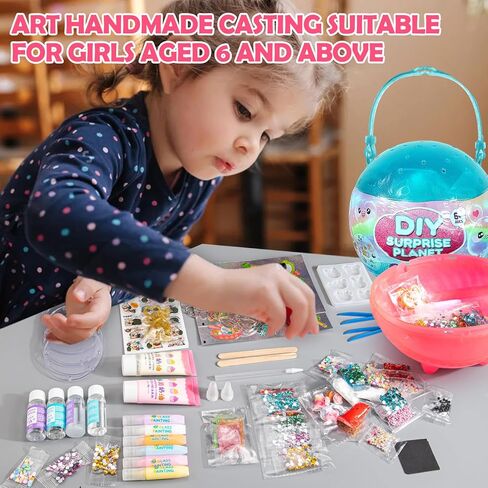 ZILEMOPO DIY Art and Craft Kits for Girls Ages 6-8-10-12, Guka Cream Glue and Diamond Painting Stickers Making Kit for Kids, Nano Tape Bubble Kit Complete Set for Girls 6+ Art Craft Casting (Red) in Kuwait