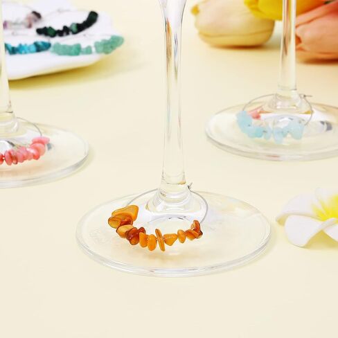 Pride & par 24 Pcs Nature Gemstone Beads Wine Charms for Glasses,Wine Glass Markers,Drink Markers for Stem Glasses,Wine Glass Decoration for Weddings,Parties in Saudi Arabia