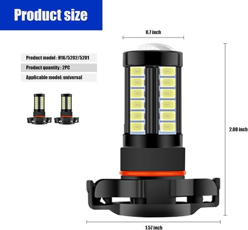 gunhunt 2 PCS H8/H11 LED Fog Lights Bulb, 6500K Xenon White, 12V Plug and Play 2800 Lumen Power LED Bulbs, Super Bright 5730 33-SMD Chip LED Running Light DRL Bulbs Replacement for Car, Truck, SUVs in Saudi Arabia