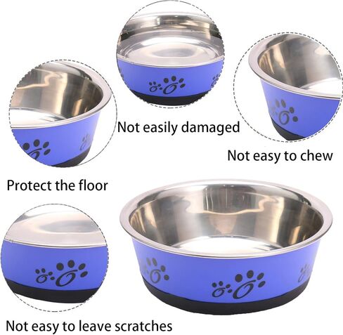 Stainless Steel Metal Dog Bowls Dog dishes Pet bowl Pet Feeding or Water 2pcs Blue Non Slip Rubber Bottom and Easy to Clean in Saudi Arabia