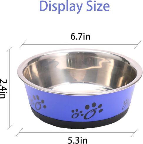 Stainless Steel Metal Dog Bowls Dog dishes Pet bowl Pet Feeding or Water 2pcs Blue Non Slip Rubber Bottom and Easy to Clean in Saudi Arabia