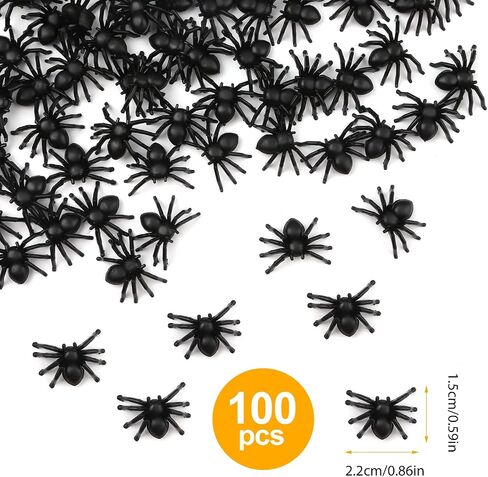 100 قطعة من سافيتا ديكور عنكبوت واقعي للهالوين، عنكبوت صغير بلاستيكي أسود عنكبوت مخيف واقعي مزحة الهالوين ديكورات منزل مسكون لحفلات الهالوين وحفلة يوم الكذبة in Saudi Arabia