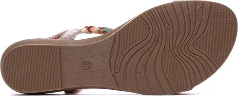 Bernal Women’s Flat Sandals Rhinestone & Flower Cloth Braided Comfort Bohemian Elastic Ankle Strap Walking Sandals Summer Dressy Beach Shoes in Kuwait