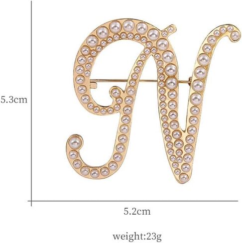 A-Z Letter Brooch Pin Faux Pearl Initial Letter Pin Gold 26 Alphabets Badges Breastpin Women Teens Fashion Jewelry in Saudi Arabia