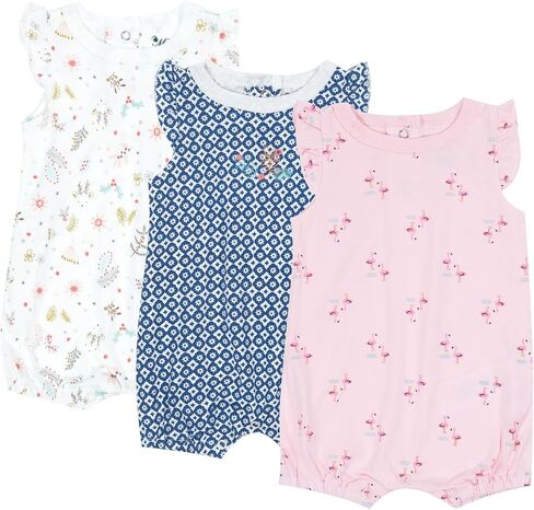 Baby Infant Girls Ruffled Sleeve Jumpsuit Dress Set Toddler Girls One-Piece Cotton Outfits in Kuwait