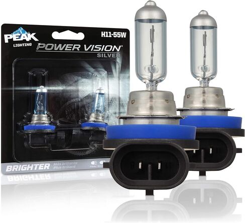 PEAK H11-55W مصابيح أمامية Power Vision XENON بيضاء ساطعة 55 وات، عبوة من 2 in Kuwait
