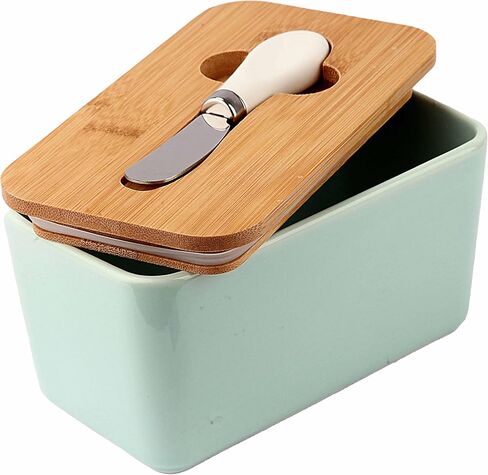 Large Capacity Butter Dish with Lid and Butter Cutter for 1 LB Butter, Airtight Porcelain Butter Keeper also Contain Cream Cheese Cake Salad Candy, Black in Saudi Arabia
