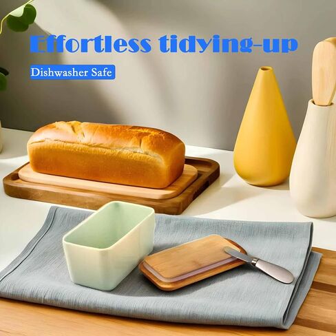 Large Capacity Butter Dish with Lid and Butter Cutter for 1 LB Butter, Airtight Porcelain Butter Keeper also Contain Cream Cheese Cake Salad Candy, Black in Saudi Arabia