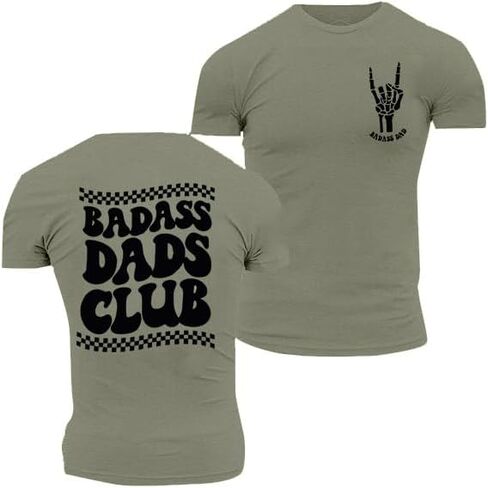 Dad Shirt Men Funny Shirts: Badass Dads Club T-Shirt Skeleton Hand Graphic Tees Dad Birthday Gift Short Sleeve Tops in Saudi Arabia