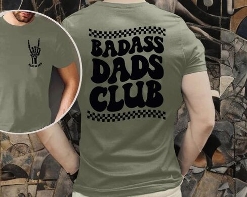 Dad Shirt Men Funny Shirts: Badass Dads Club T-Shirt Skeleton Hand Graphic Tees Dad Birthday Gift Short Sleeve Tops in Saudi Arabia