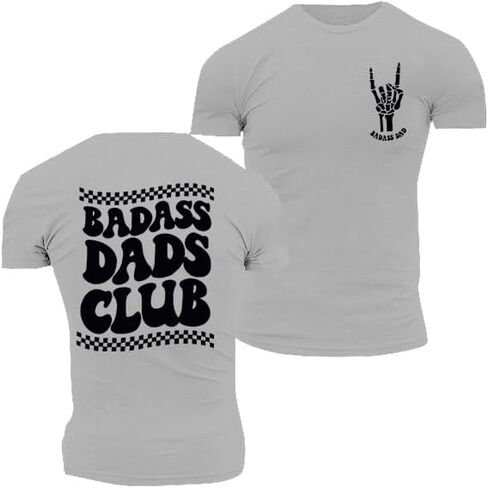 Dad Shirt Men Funny Shirts: Badass Dads Club T-Shirt Skeleton Hand Graphic Tees Dad Birthday Gift Short Sleeve Tops in Saudi Arabia