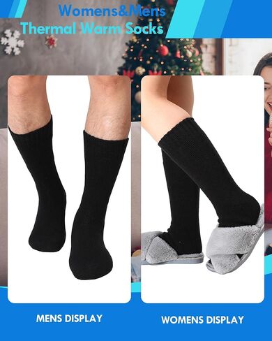 10 Pairs Winter Thermal Socks for Men Warm Boot Socks Bulk Soft Ski Thick Socks for Men Cold Weather Hiking, Black, Men's US Shoe Size 9-13 in Saudi Arabia