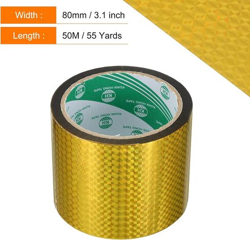 uxcell Washi Prism Tape 3.1 Inch x 55 Yards Holographic Metalized Reflective Tape for Holiday Packaging and Decoration, DIY and Art Craft (Gold Tone) in Saudi Arabia